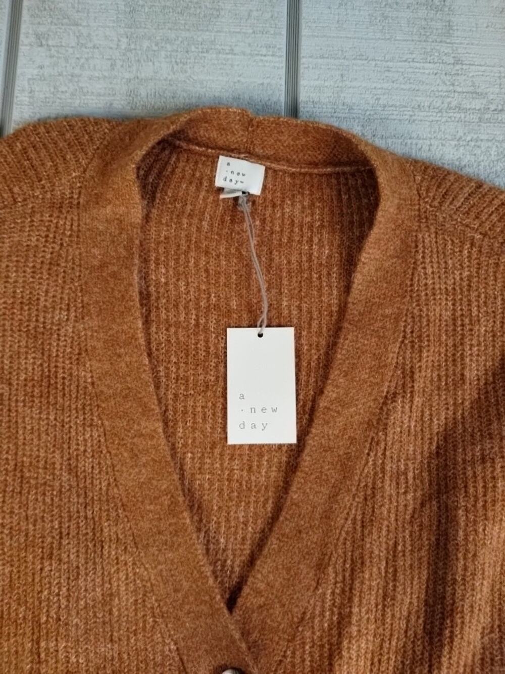 A New Day Women's NWT Button Down Sweater - Size L Baggy - Orange